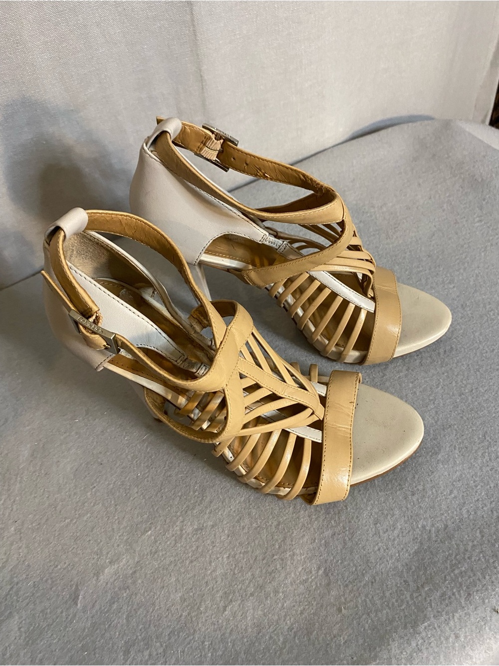 Calvin Klein Tan Strappy High Heel Sandals